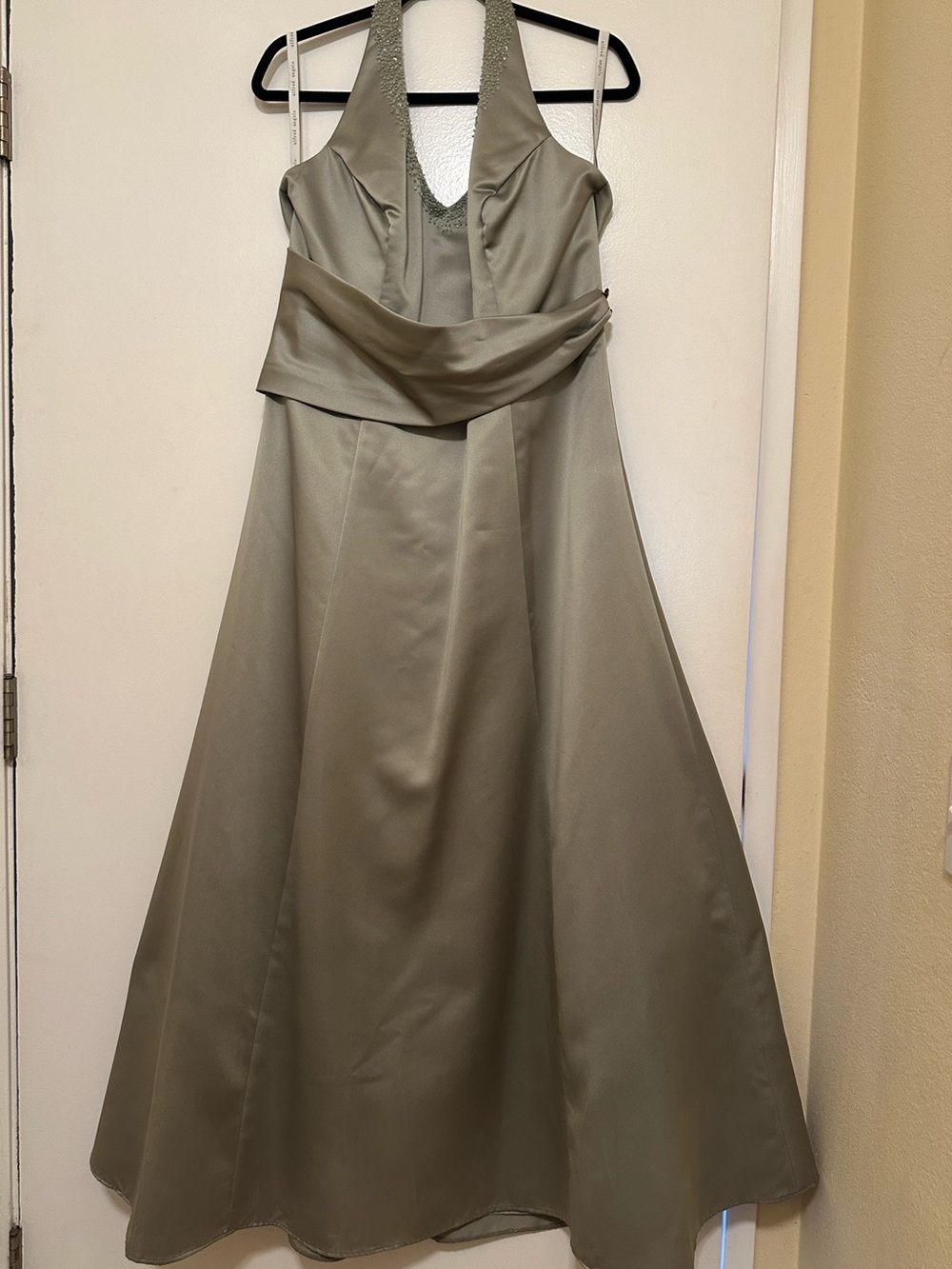 Alfred Angelo Celadon Green Backless Halter Evening Gown